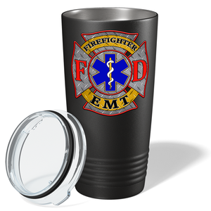 Firefighter EMT Badge Paramedic 20oz Black Tumbler