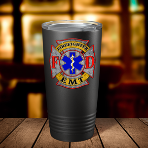 Firefighter EMT Badge Paramedic 20oz Black Tumbler