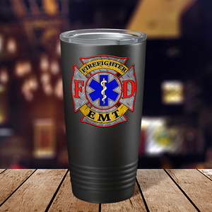 Firefighter EMT Badge Paramedic 20oz Black Tumbler