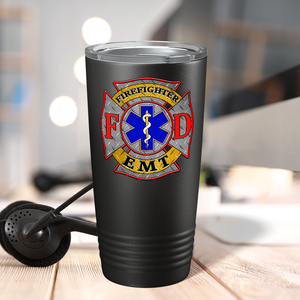 Firefighter EMT Badge Paramedic 20oz Black Tumbler