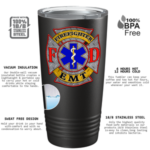 Firefighter EMT Badge Paramedic 20oz Black Tumbler