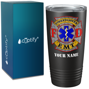 Personalized Firefighter EMT Badge Paramedic 20oz Black Tumbler