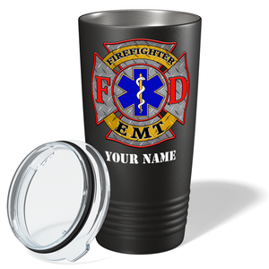 Personalized Firefighter EMT Badge Paramedic 20oz Black Tumbler