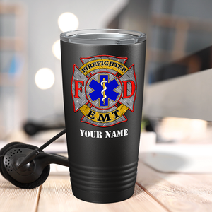 Personalized Firefighter EMT Badge Paramedic 20oz Black Tumbler