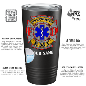 Personalized Firefighter EMT Badge Paramedic 20oz Black Tumbler