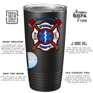 Firemedic Fire Department Badge Paramedic 20oz Black Tumbler