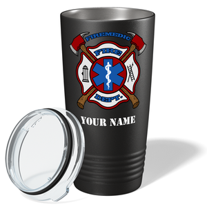 Personalized Firemedic Fire Department Badge Paramedic 20oz Black Tumbler