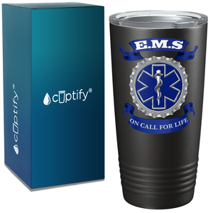 EMS Blue on Call for LIFE Paramedic 20oz Black Tumbler