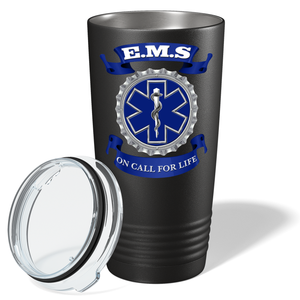 EMS Blue on Call for LIFE Paramedic 20oz Black Tumbler