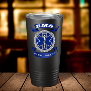 EMS Blue on Call for LIFE Paramedic 20oz Black Tumbler