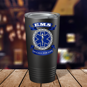 EMS Blue on Call for LIFE Paramedic 20oz Black Tumbler