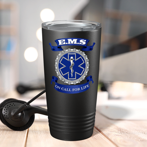 EMS Blue on Call for LIFE Paramedic 20oz Black Tumbler