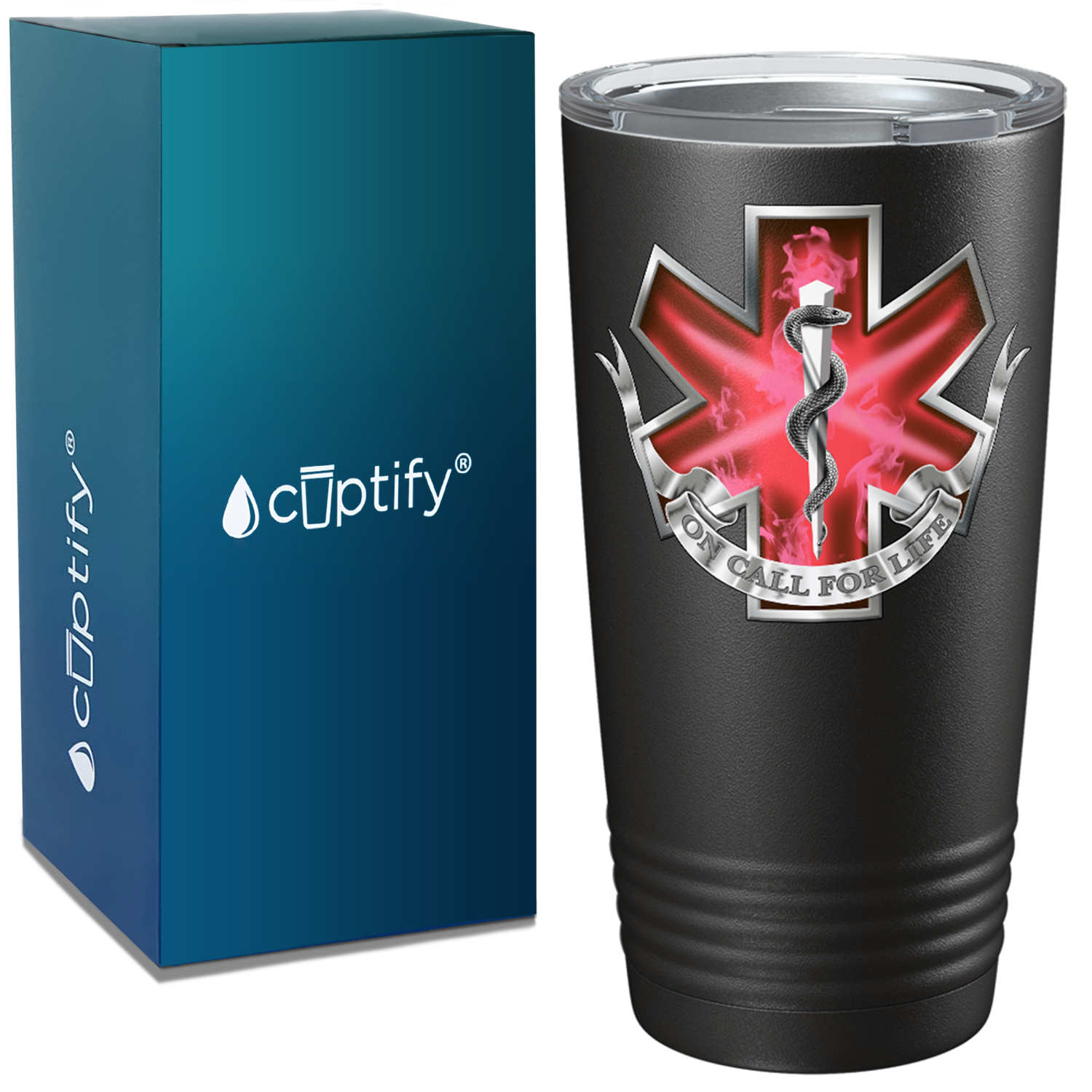 Red On Call for Life Paramedic 20oz Black Tumbler