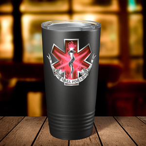 Red On Call for Life Paramedic 20oz Black Tumbler