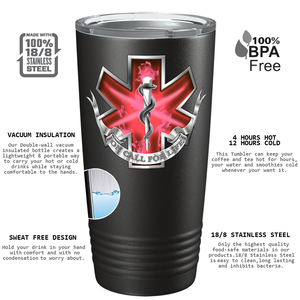 Red On Call for Life Paramedic 20oz Black Tumbler