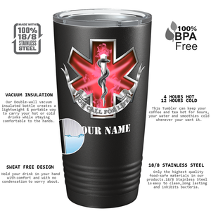 Personalized Red On Call for Life Paramedic 20oz Black Tumbler