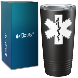 EMT EMS Caduceus Silhouette Paramedic 20oz Black Tumbler