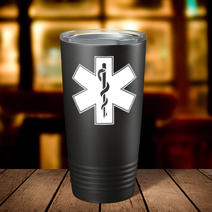 EMT EMS Caduceus Silhouette Paramedic 20oz Black Tumbler