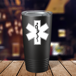 EMT EMS Caduceus Silhouette Paramedic 20oz Black Tumbler