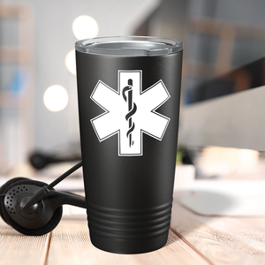 EMT EMS Caduceus Silhouette Paramedic 20oz Black Tumbler