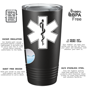 EMT EMS Caduceus Silhouette Paramedic 20oz Black Tumbler