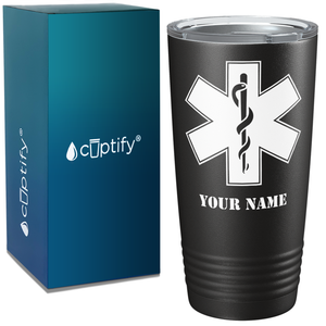 Personalized EMT EMS Caduceus Silhouette Paramedic 20oz Black Tumbler