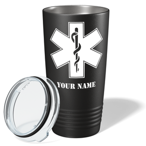 Personalized EMT EMS Caduceus Silhouette Paramedic 20oz Black Tumbler