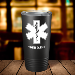 Personalized EMT EMS Caduceus Silhouette Paramedic 20oz Black Tumbler