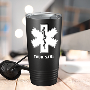 Personalized EMT EMS Caduceus Silhouette Paramedic 20oz Black Tumbler