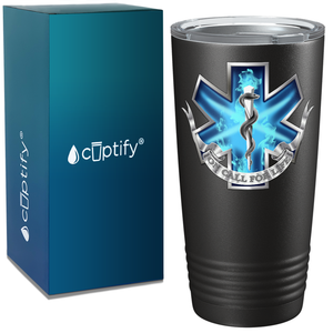 Blue On Call for Life Paramedic 20oz Black Tumbler