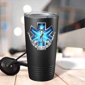 Blue On Call for Life Paramedic 20oz Black Tumbler