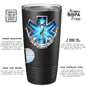 Blue On Call for Life Paramedic 20oz Black Tumbler