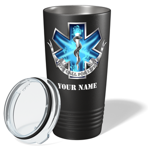 Personalized Blue On Call for Life Paramedic 20oz Black Tumbler