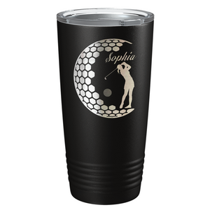 Personalized Women Golfer Laser Engraved on Stainless Steel Golf Tumbler