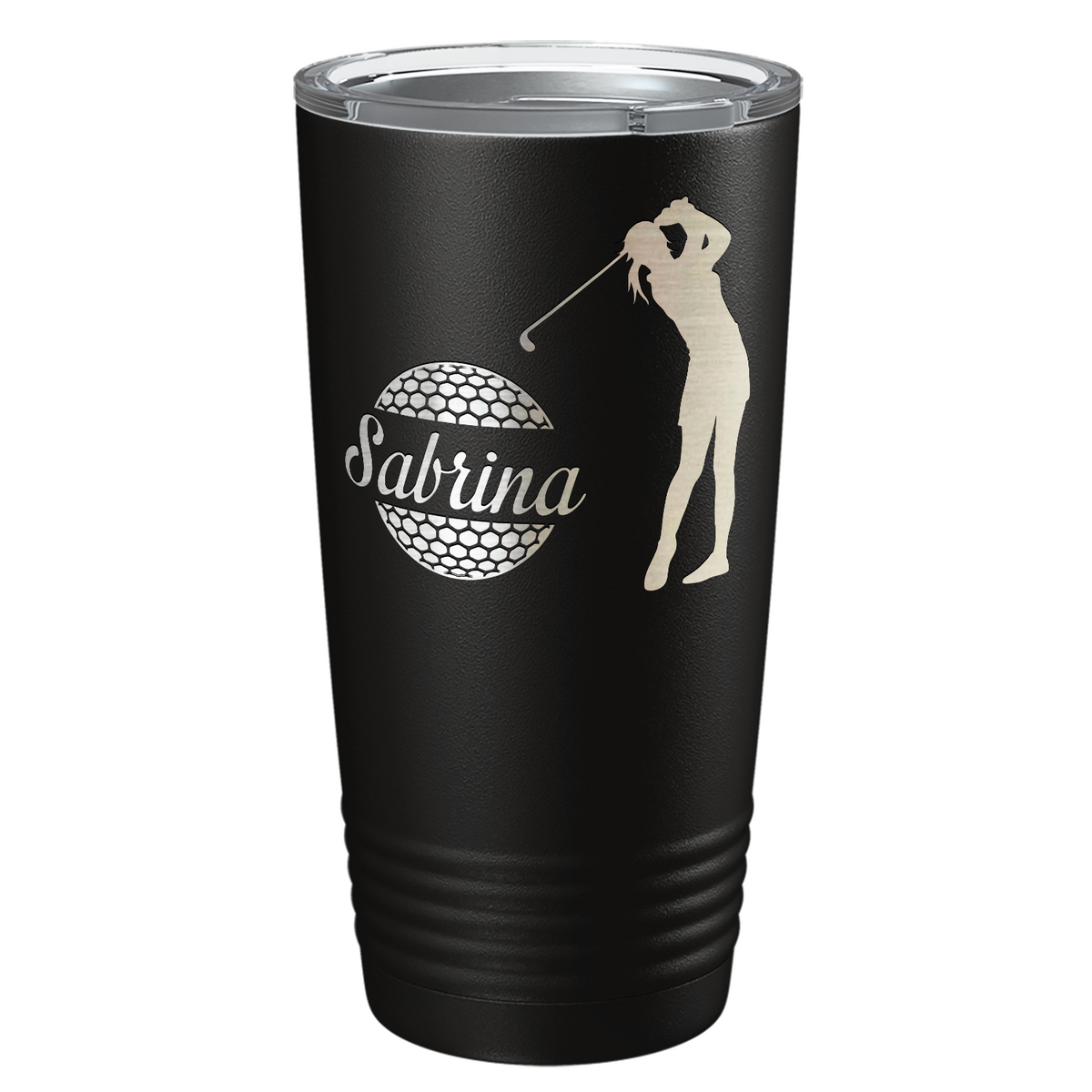 Personalized Female Golfer Laser Engraved on Stainless Steel Golf Tumbler