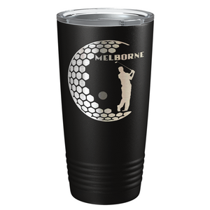 Personalized Golfer in Half Ball Laser Engraved on Stainless Steel Golf Tumbler