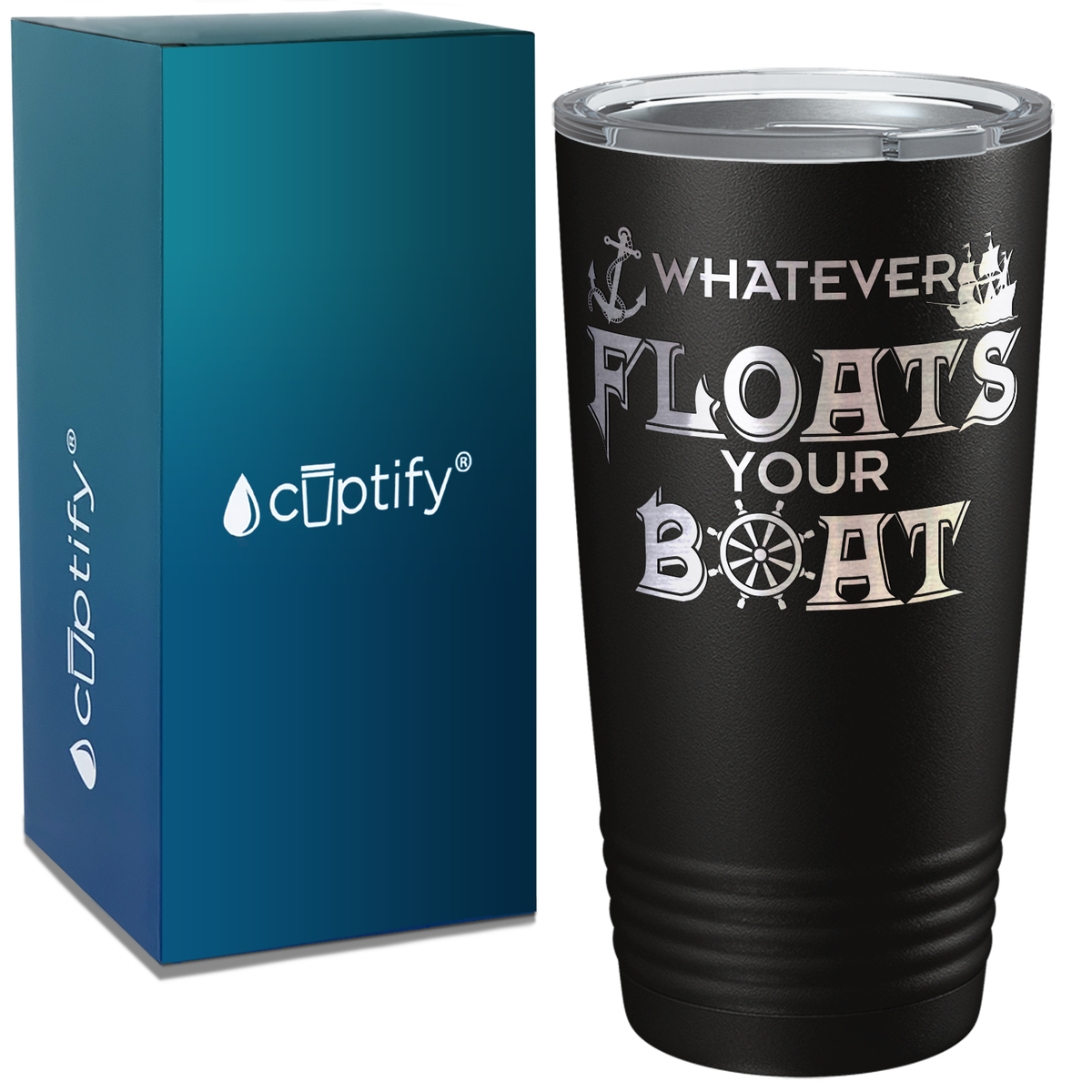 Boat Whatever Floats Your Boat on White 20 oz Stainless Steel Tumbler