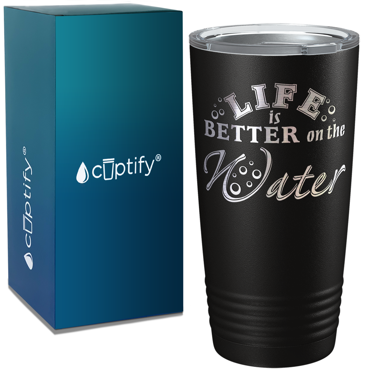 Life is Beter on the Water on White 20 oz Stainless Steel Tumbler
