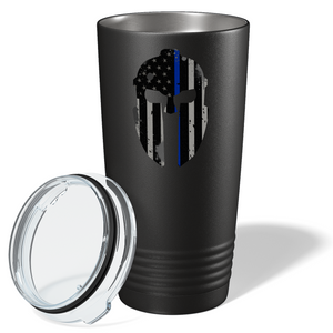 Personalized Police Spartan Helmet Thin Blue Line 20oz Black Tumbler