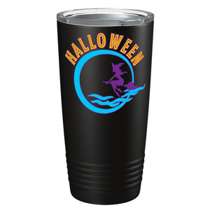 Flying Witch in the Moon Light on Stainless Steel Halloween Tumbler