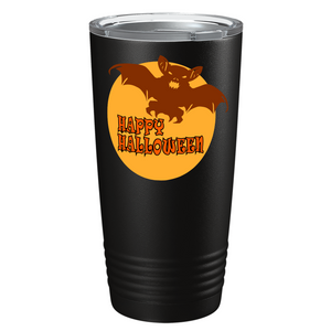 Happy Halloween Flying Bat on Stainless Steel Halloween Tumbler