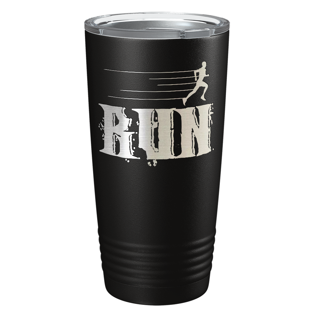 Run Laser Engraved on Stainless Steel Cross Country Tumbler