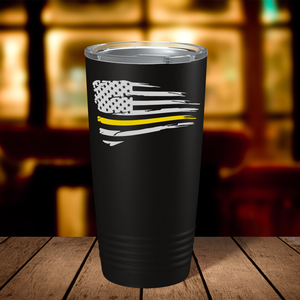 Flying Thin Gold Line Flag Dispatcher 20oz Black Tumbler