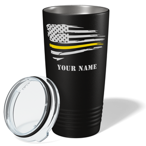 Personalized Flying Thin Gold Line Flag Dispatcher 20oz Black Tumbler