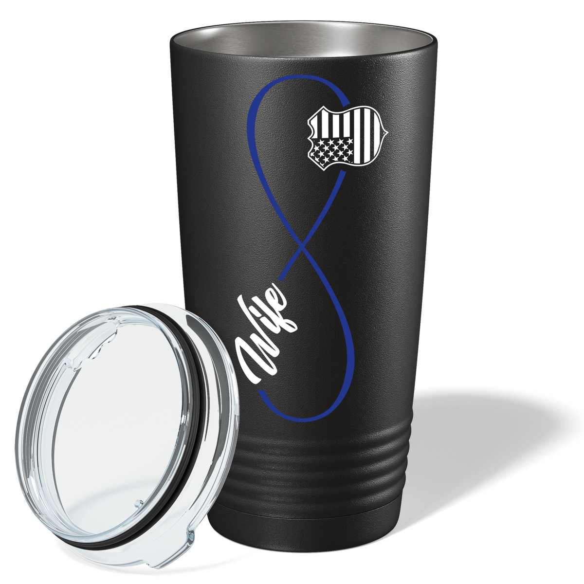 Police Wife Infinity Long 20oz Black Tumbler