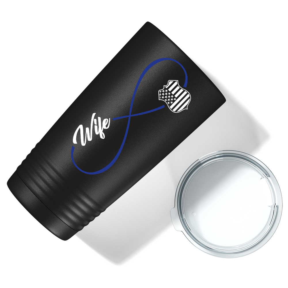 Police Wife Infinity Long 20oz Black Tumbler