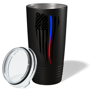 Thin Red and Blue Line American Flag Police 20oz Black Tumbler