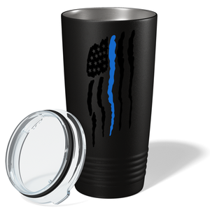 Flying Blue Line Flag Police 20oz Black Tumbler