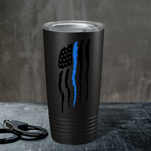 Flying Blue Line Flag Police 20oz Black Tumbler