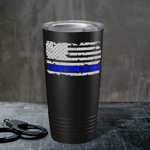 I Got Your Six on Distressed Flag Police 20oz Black Tumbler